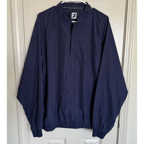 Footjoy FJ Golf Pullover Windbreaker Jacket 1/4 Button Up Navy Blue men’s L B2 - Picture 1 of 6